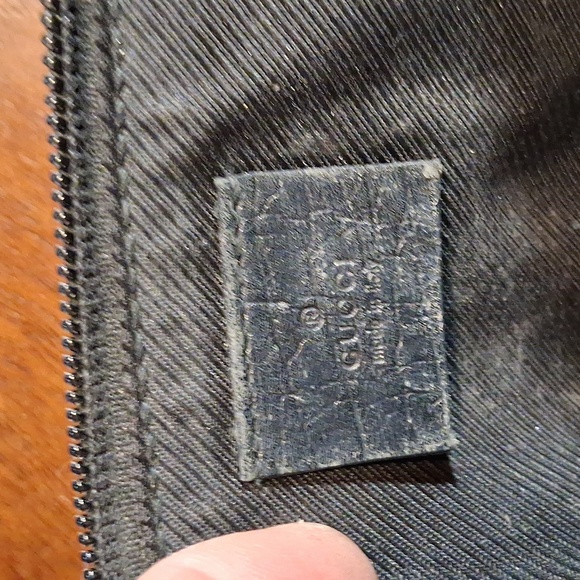 Authentic Gucci Vintage Hand Bag Pouch Purse GG Canvas Leather Black - Picture 15 of 16